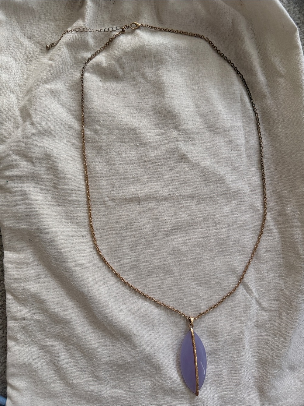 Gold-Tone Necklace with Lavender Marquise Pendant